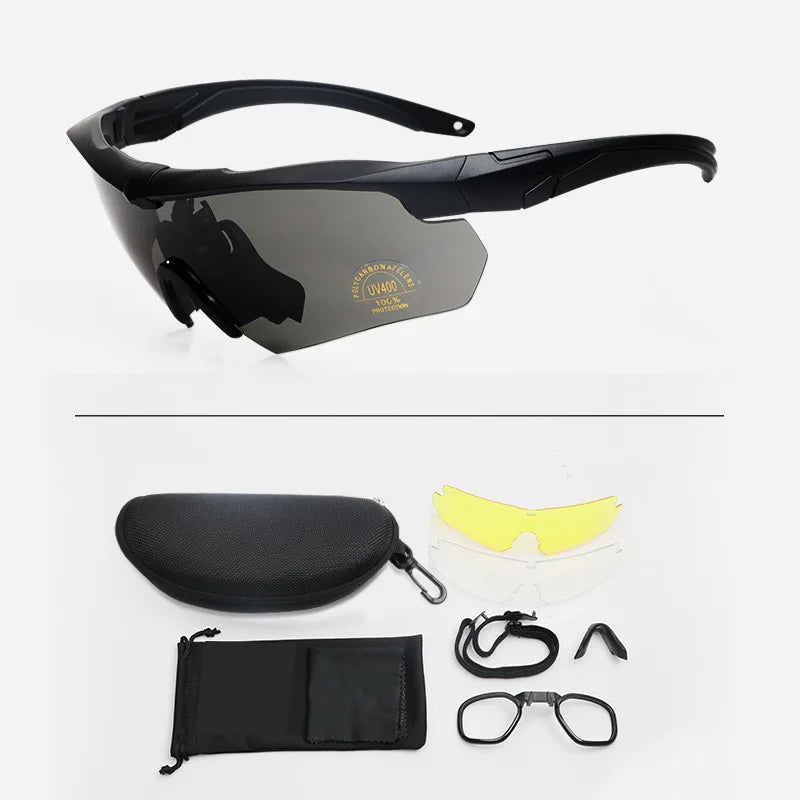 Polarized Tactical Goggles – 3 Lens Set, Windproof & Dustproof Safety Glasses