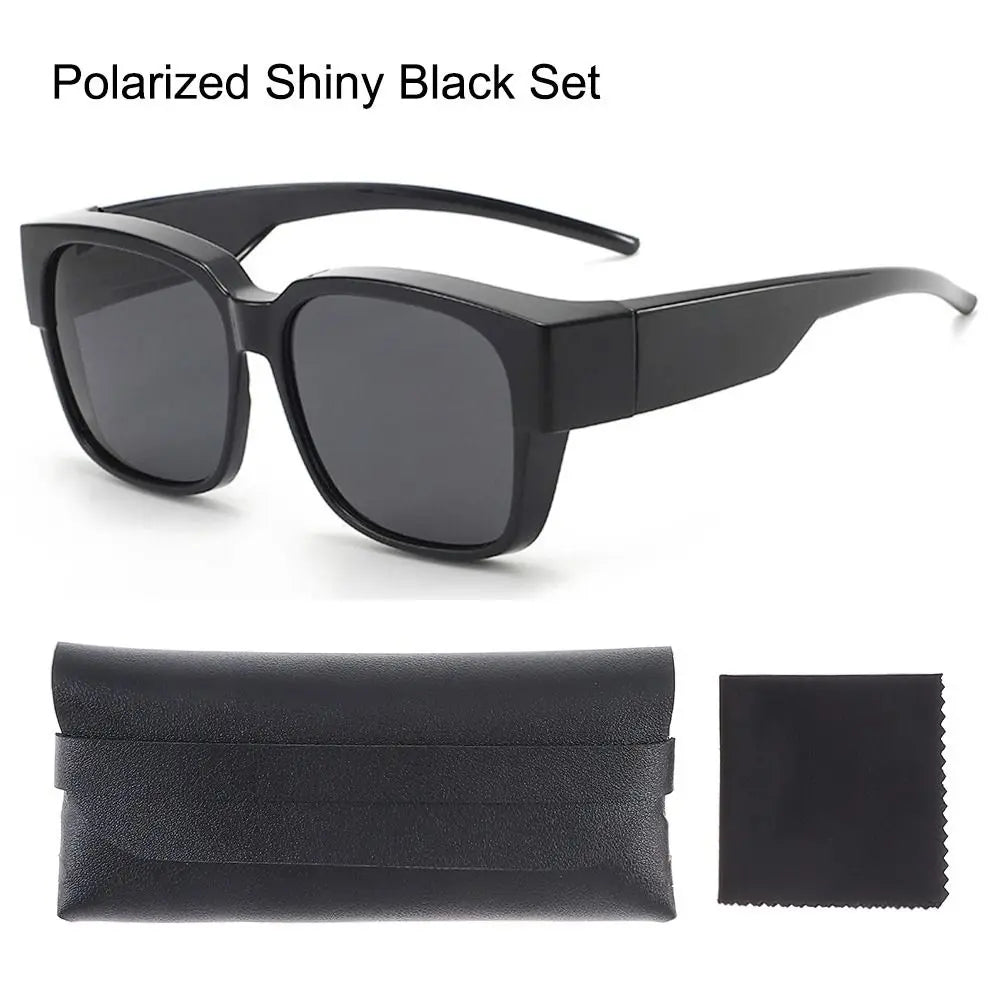 Wrap-Around Fit-Over Polarized Sunglasses – Square Shades with UV400 Protection
