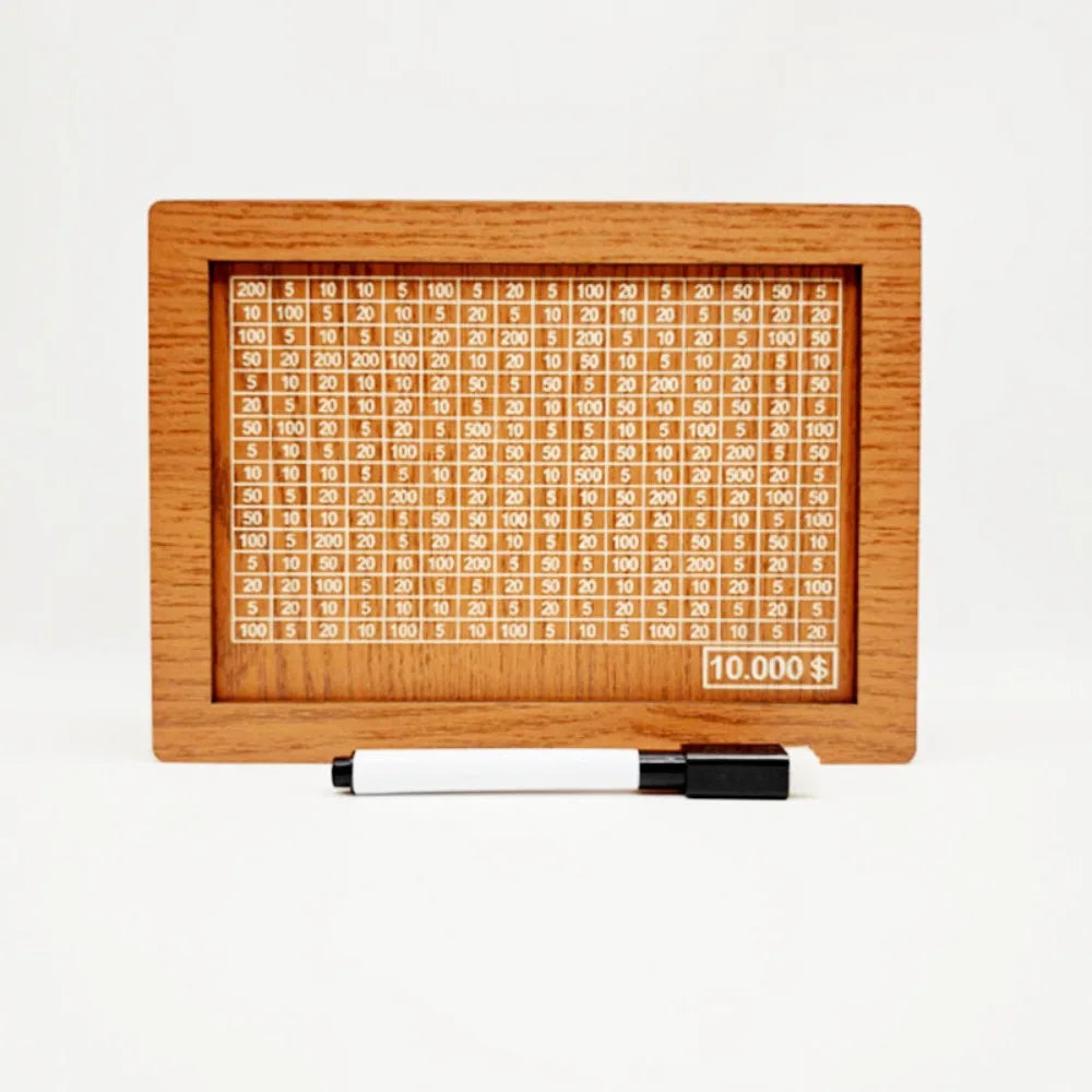 Wooden Piggy Bank With Money Goal Counter