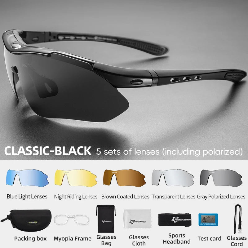 Cycling Polarized Sunglasses – Photochromic MTB Goggles, 5/3 Interchangeable Lens