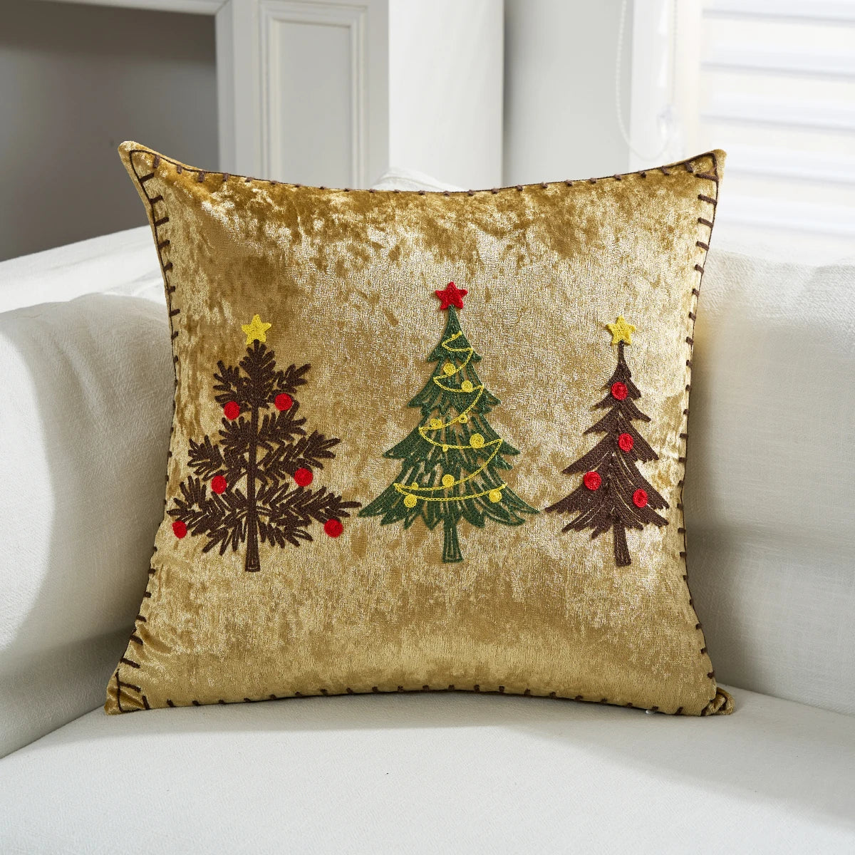 Embroidered Throw Pillow Cover