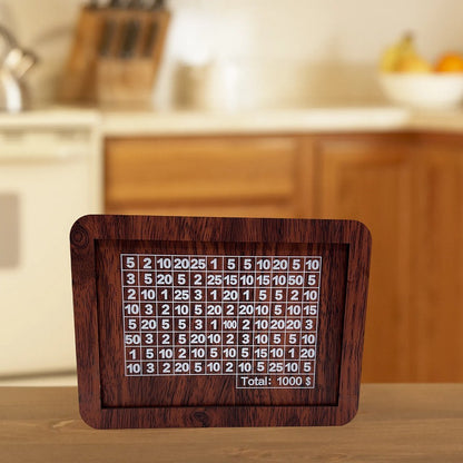 Wooden Piggy Bank With Money Goal Counter