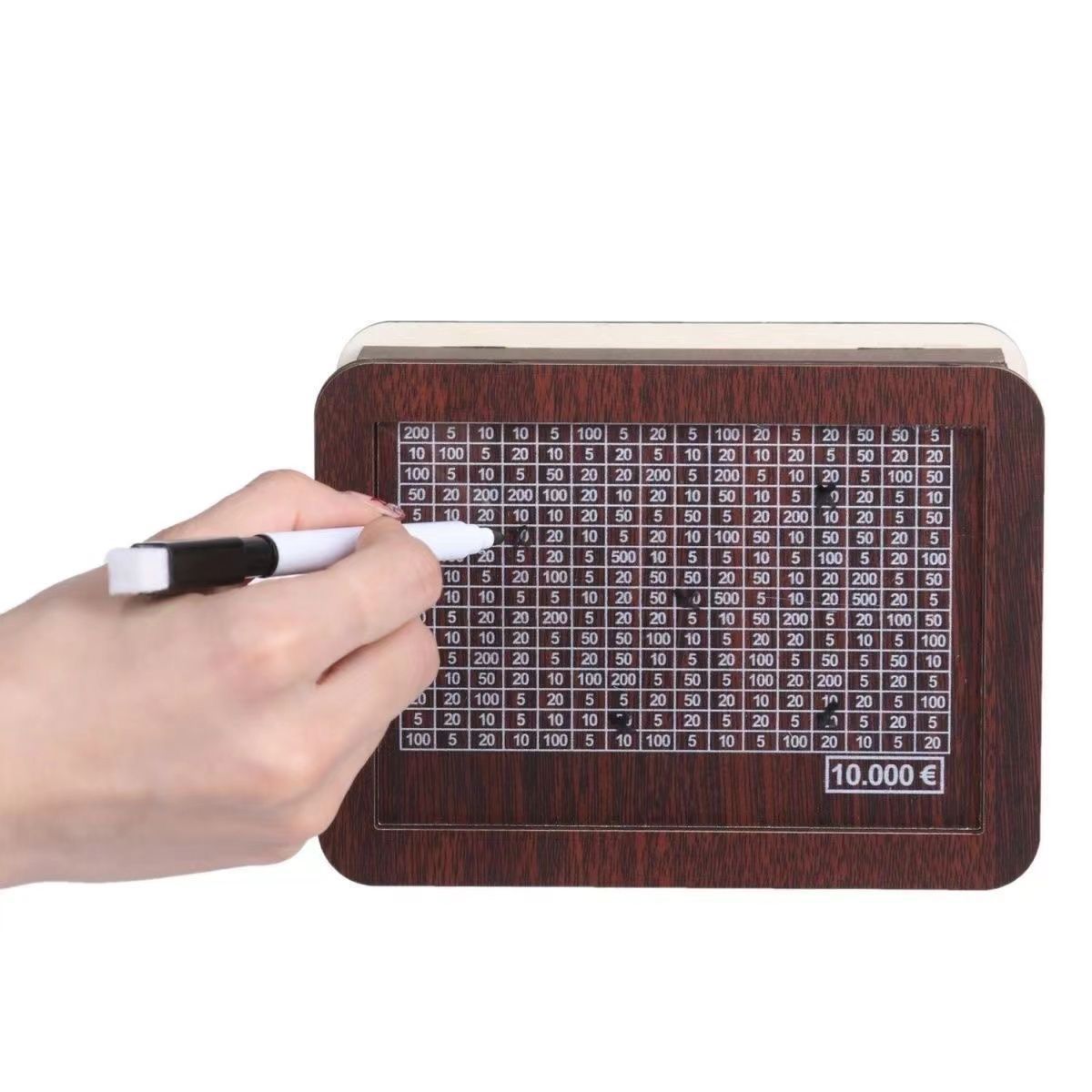 Wooden Piggy Bank With Money Goal Counter