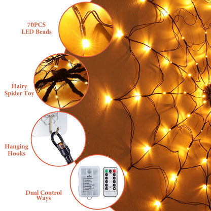 Halloween Spider Web Light With Hairy Spider