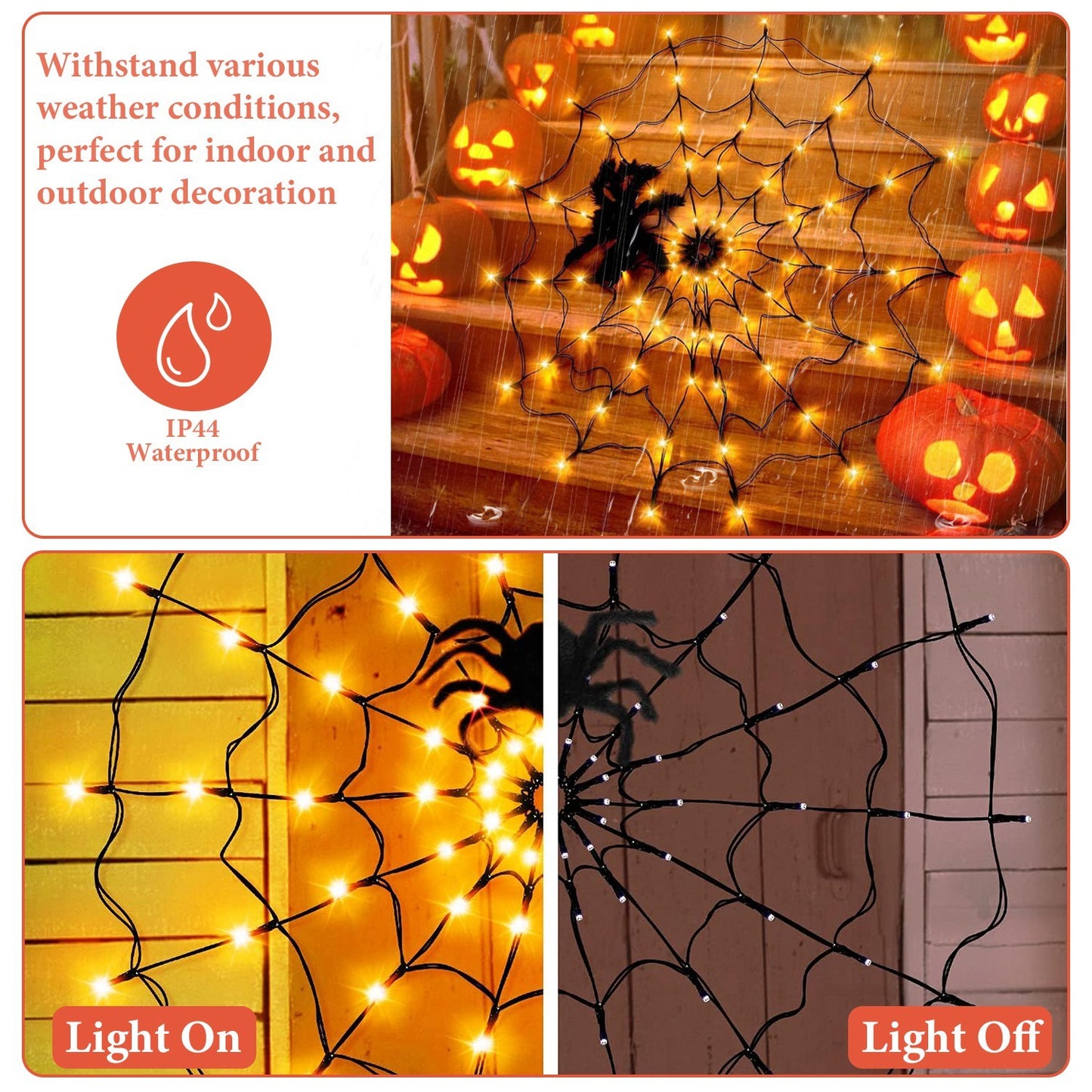 Halloween Spider Web Light With Hairy Spider
