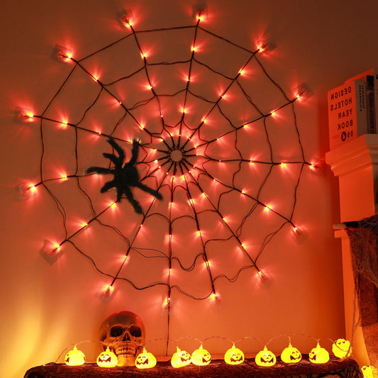 Halloween Spider Web Light With Hairy Spider
