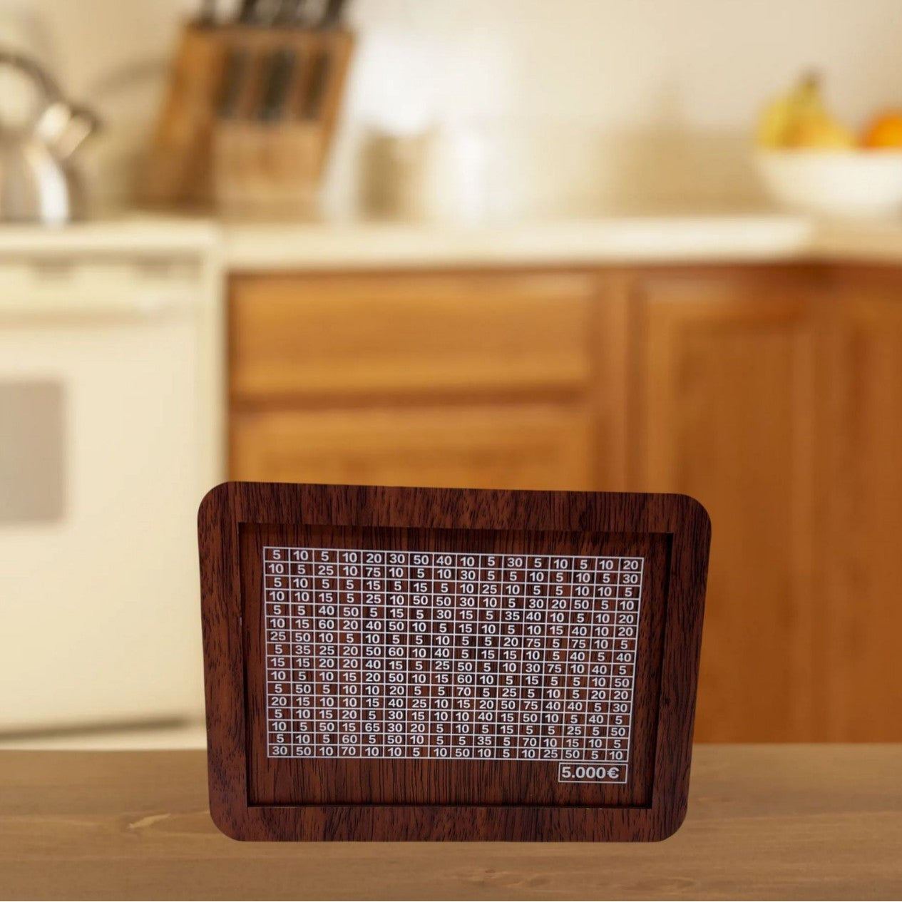 Wooden Piggy Bank With Money Goal Counter