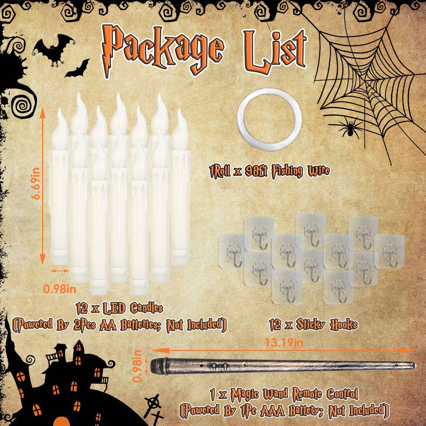 Floating LED Candles Set with Magic Wand Remote – 12PCS Flameless Lights