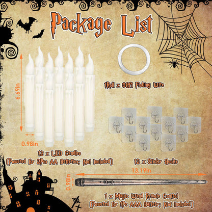 Floating LED Candles Set with Magic Wand Remote – 12PCS Flameless Lights