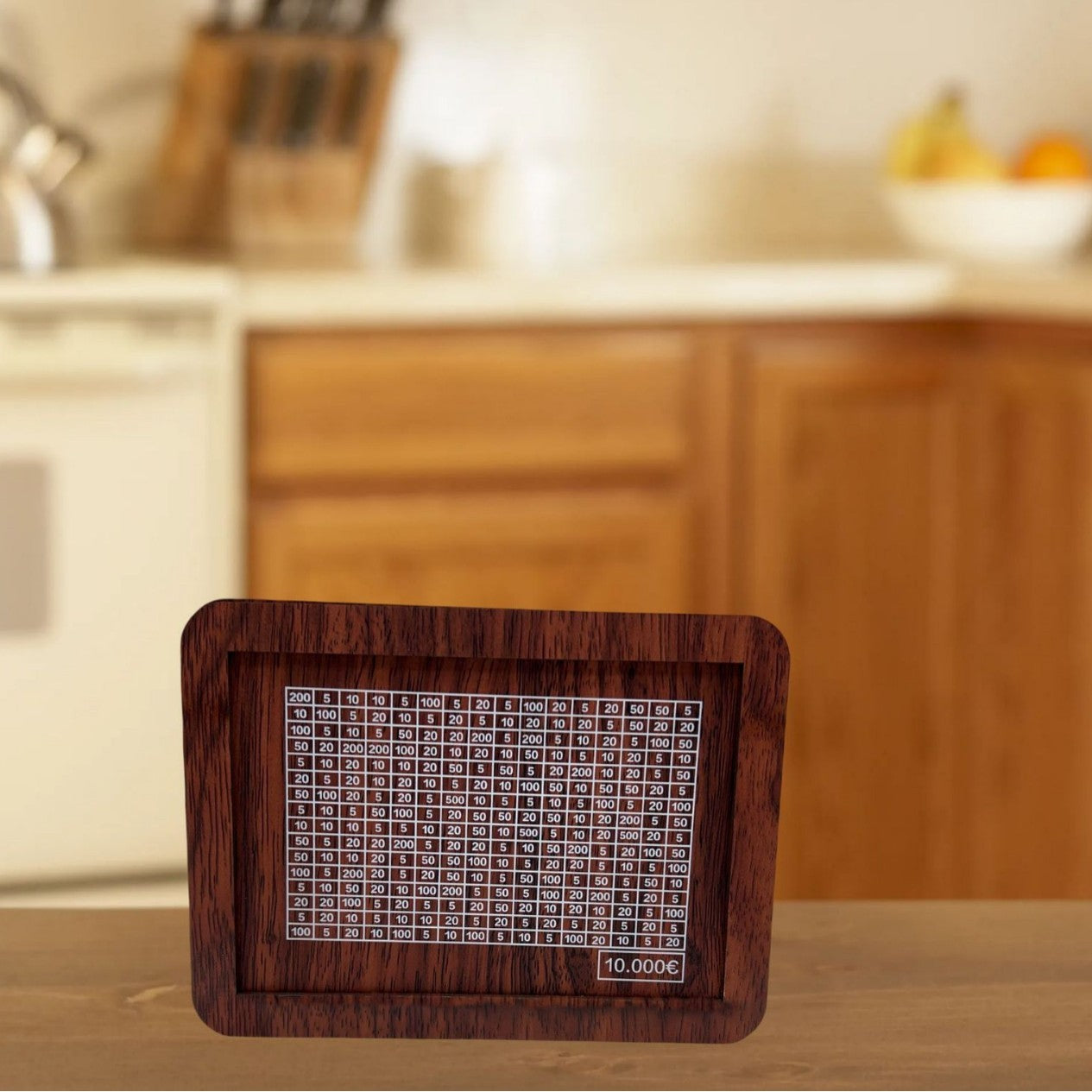 Wooden Piggy Bank With Money Goal Counter