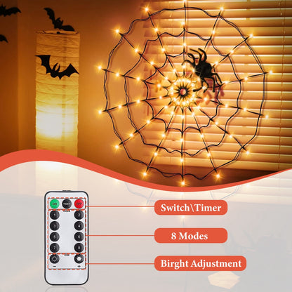 Halloween Spider Web Light With Hairy Spider