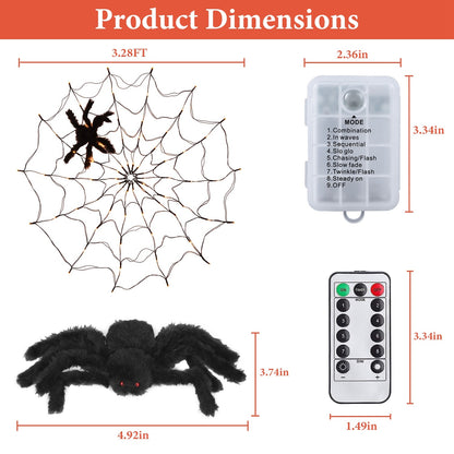 Halloween Spider Web Light With Hairy Spider