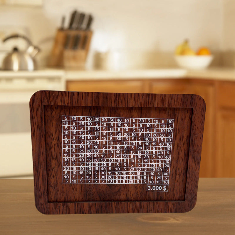Wooden Piggy Bank With Money Goal Counter
