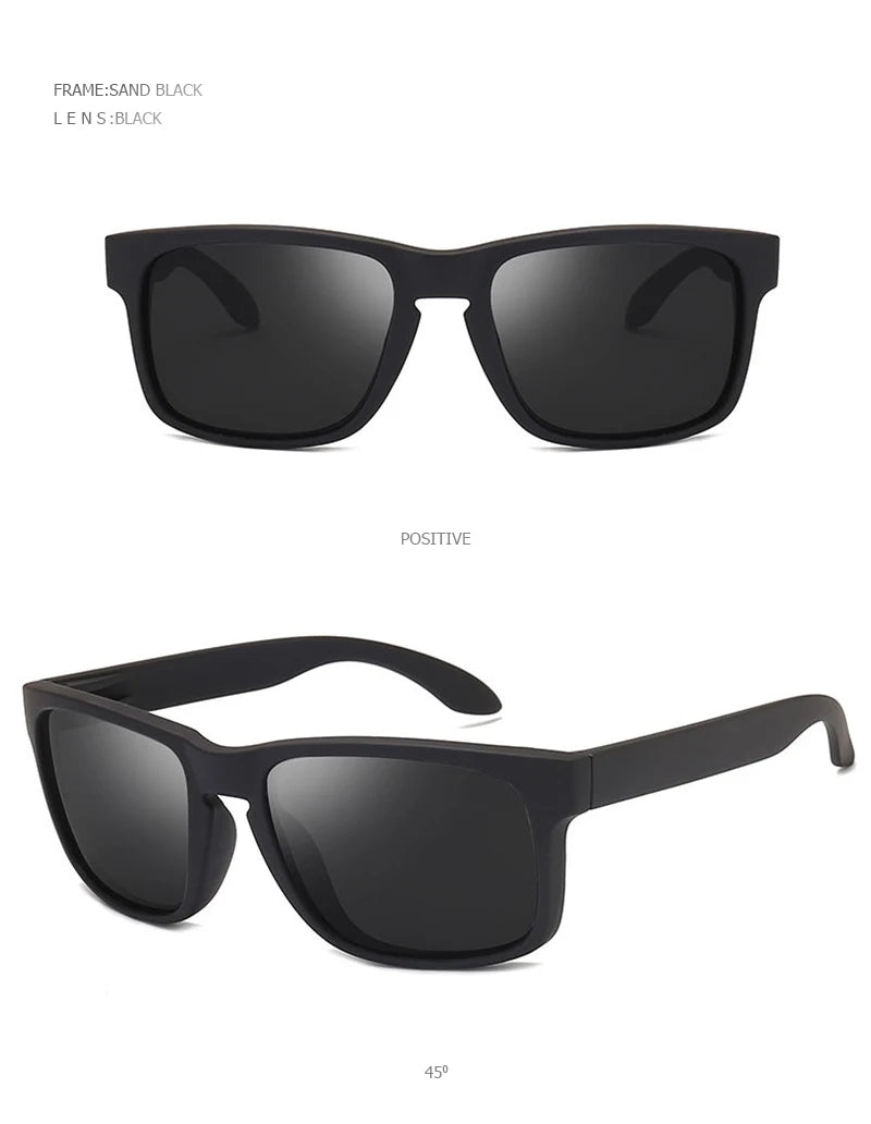 Classic Black Square Polarized Sunglasses – UV400 Sport & Fashion