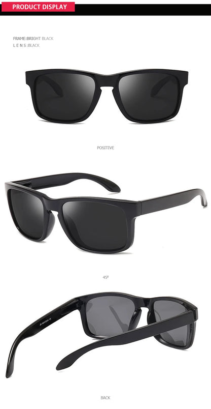 Classic Black Square Polarized Sunglasses – UV400 Sport & Fashion