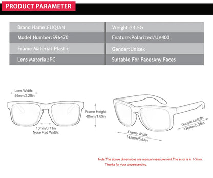 Classic Black Square Polarized Sunglasses – UV400 Sport & Fashion