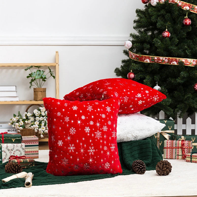 Snowflakes Christmas Throw Pillow Plush Cushion