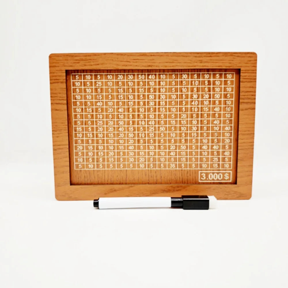 Wooden Piggy Bank With Money Goal Counter