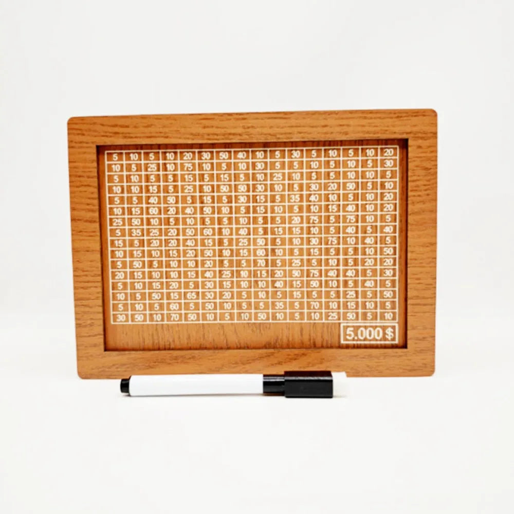 Wooden Piggy Bank With Money Goal Counter