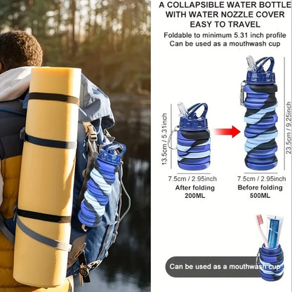 Foldable Silicone Water Bottle 500ML | Leakproof BPA Free