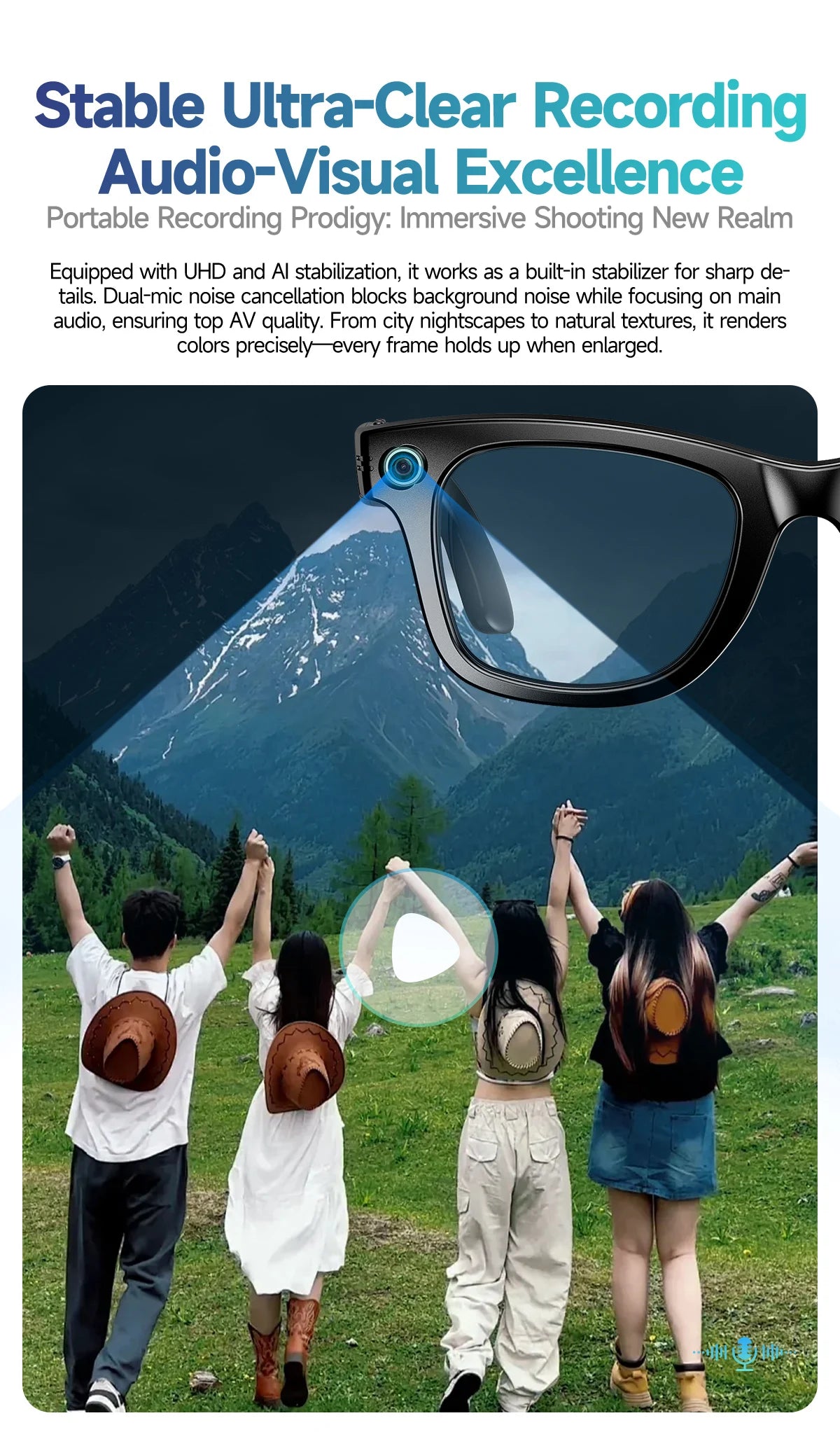 800W AI Camera Smart Glasses – Color-Changing, Translation, Photo & Video, Waterproof