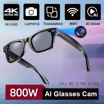 800W AI Camera Smart Glasses – Color-Changing, Translation, Photo & Video, Waterproof