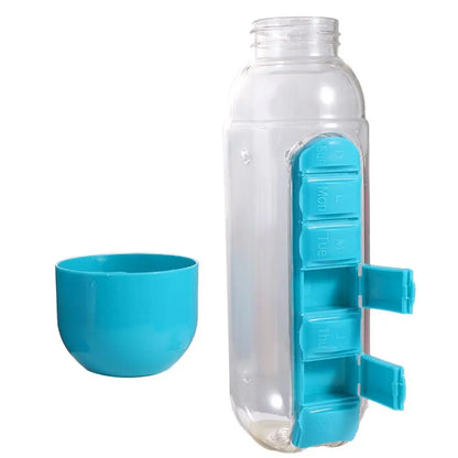 2-in-1 Water Bottle with 7-Day Pill Organizer