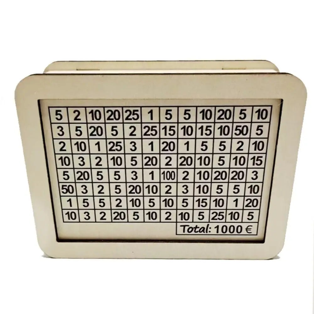 Wooden Piggy Bank With Money Goal Counter