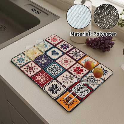 Printed Absorbent Dish Drying Mat