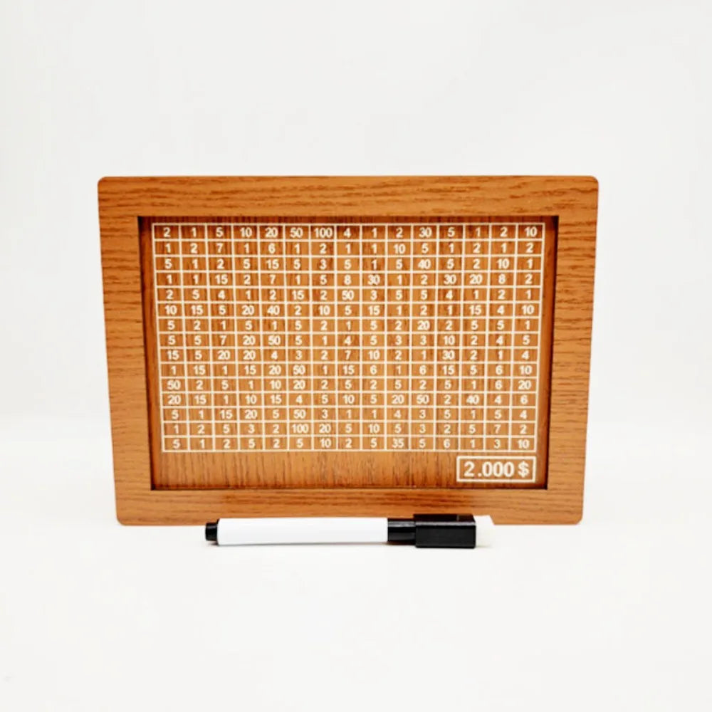 Wooden Piggy Bank With Money Goal Counter