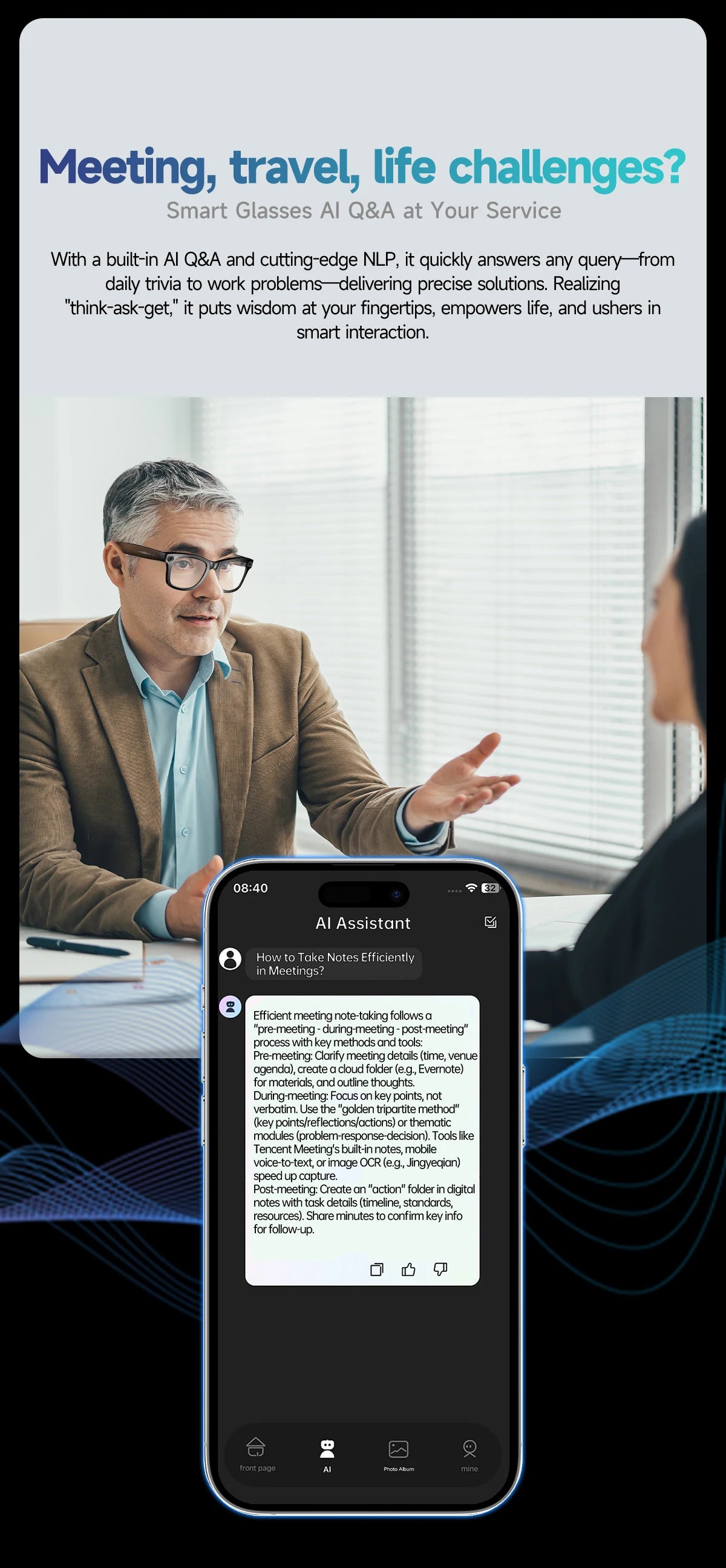 800W AI Camera Smart Glasses – Color-Changing, Translation, Photo & Video, Waterproof