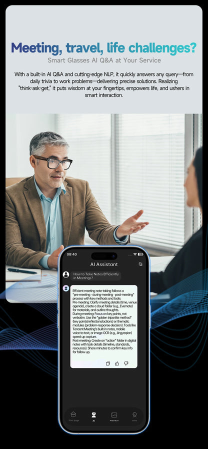 800W AI Camera Smart Glasses – Color-Changing, Translation, Photo & Video, Waterproof