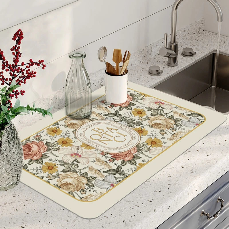 Printed Absorbent Dish Drying Mat
