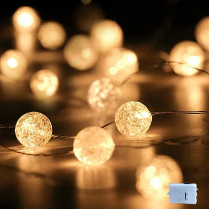 LED Crack Ball Lights String Garland