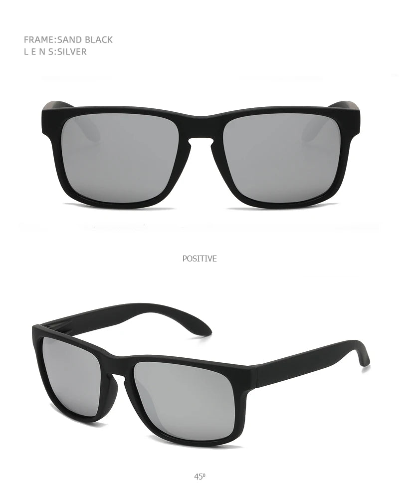 Classic Black Square Polarized Sunglasses – UV400 Sport & Fashion