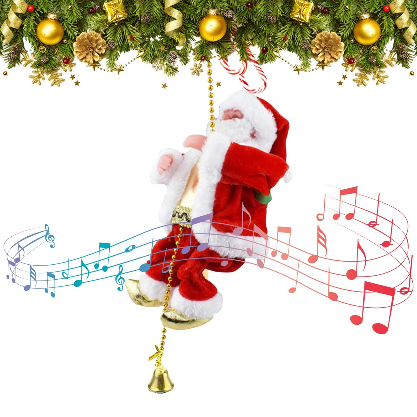 Climbing Santa with Music Christmas Ornament