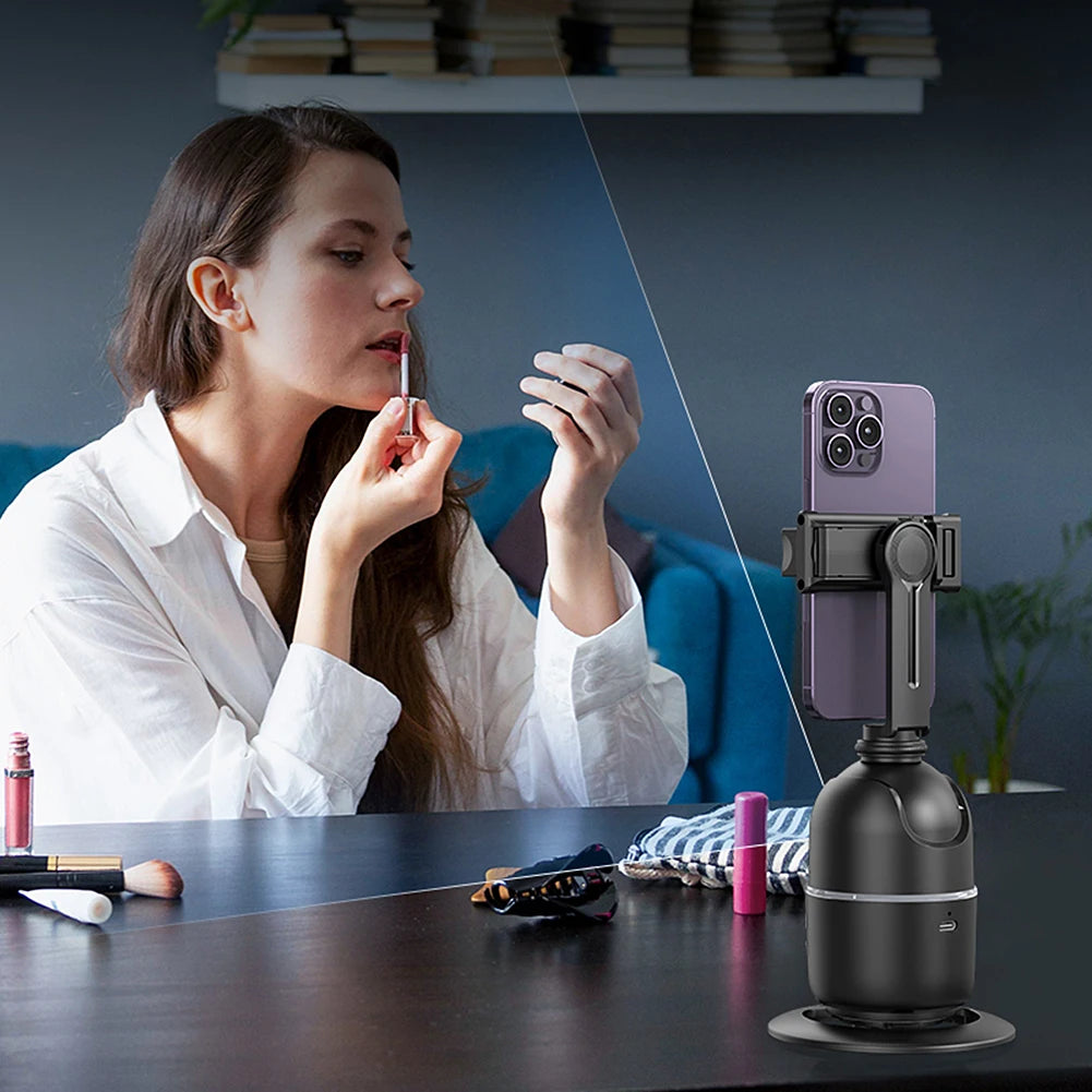 360° Auto Face Tracking Tripod – AI Phone Holder with Gesture Control