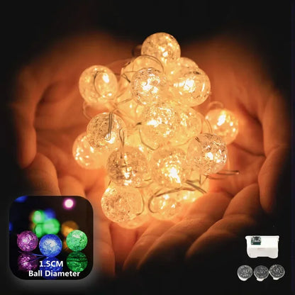 LED Crack Ball Lights String Garland
