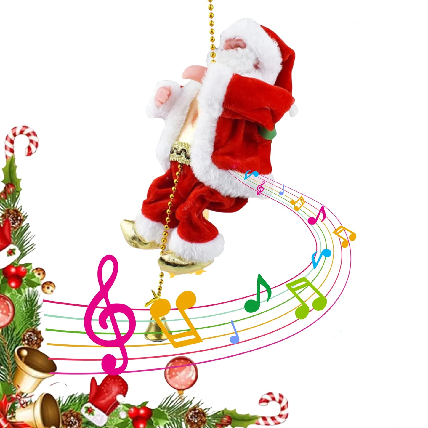 Climbing Santa with Music Christmas Ornament