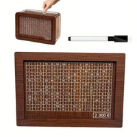 Wooden Piggy Bank With Money Goal Counter