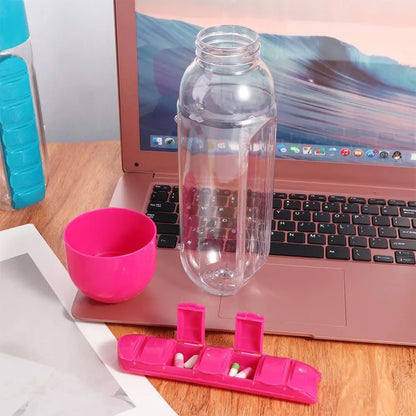 2-in-1 Water Bottle with 7-Day Pill Organizer