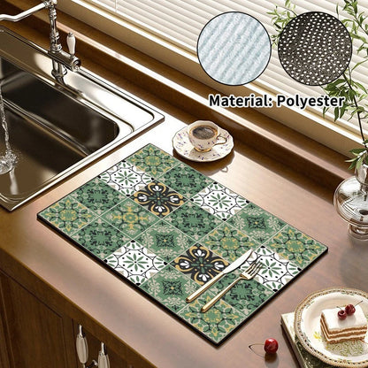 Printed Absorbent Dish Drying Mat