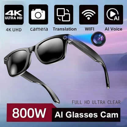 800W AI Camera Smart Glasses – Color-Changing, Translation, Photo & Video, Waterproof