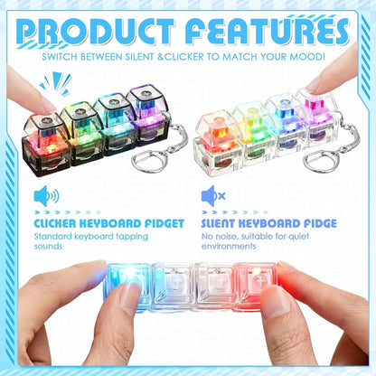 LED Light Up Keychain Fidget Toy Keyboard Clicker