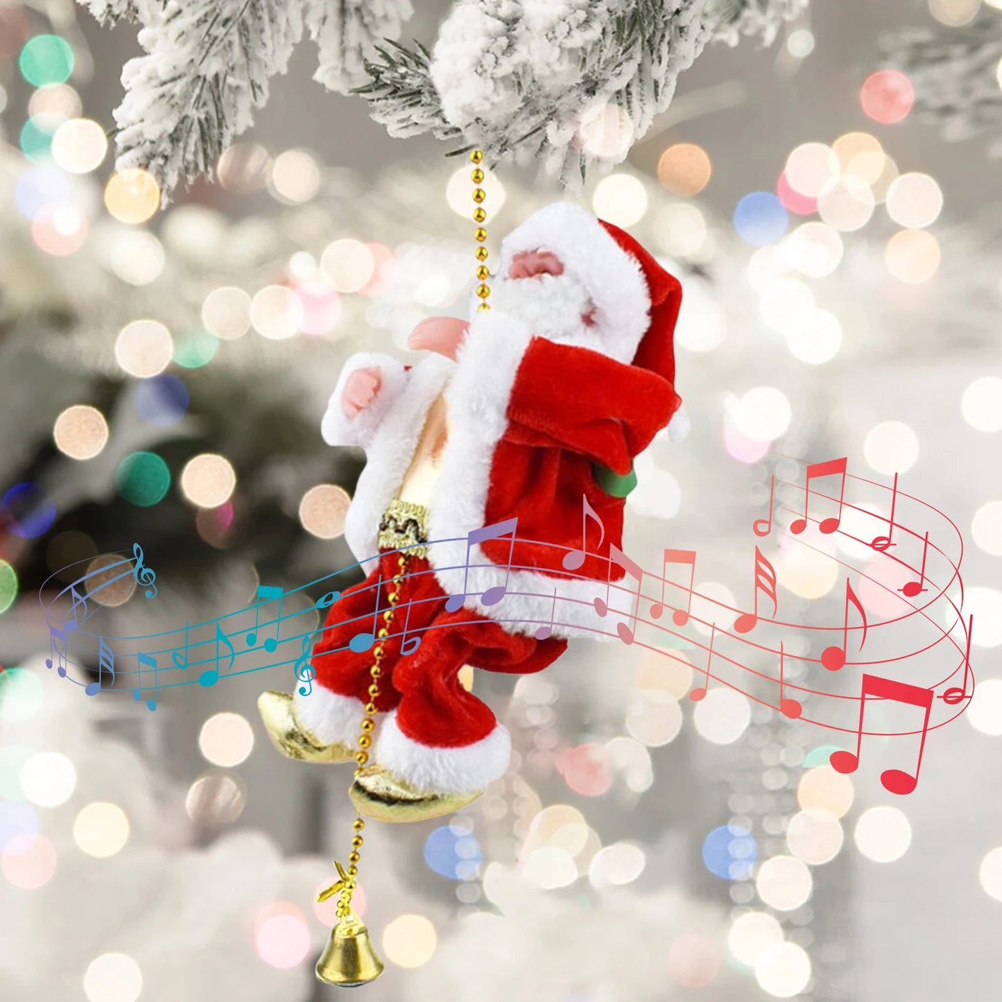 Climbing Santa with Music Christmas Ornament