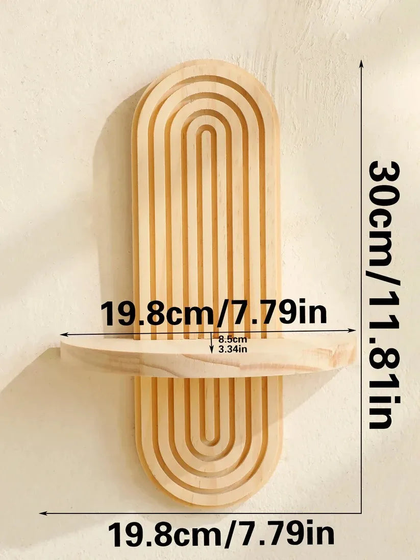 Boho Wooden Floating Wall Shelf