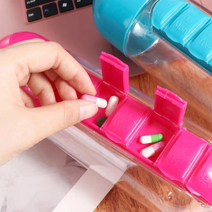 2-in-1 Water Bottle with 7-Day Pill Organizer