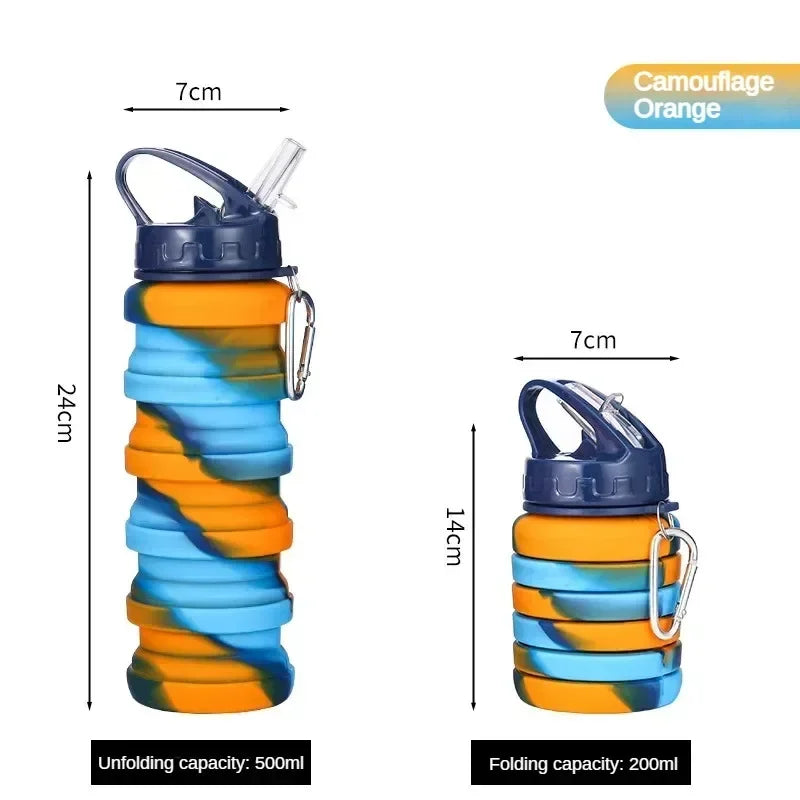 Foldable Silicone Water Bottle 500ML | Leakproof BPA Free
