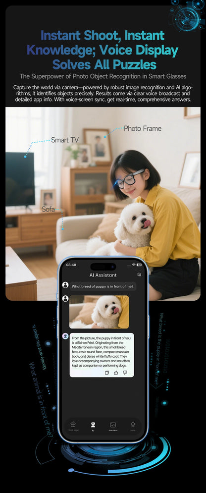 800W AI Camera Smart Glasses – Color-Changing, Translation, Photo & Video, Waterproof