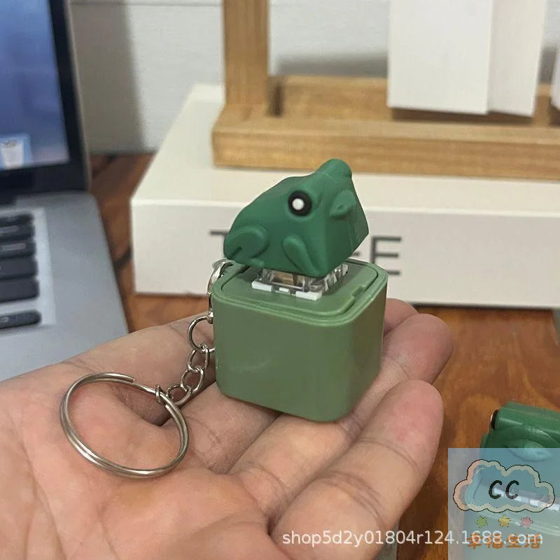Funny Frog Duck Keychain Fidget Clicker with LED